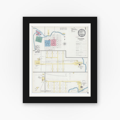 Old map wall art mockup — black gallery frame with white mat — Sanborn Fire Insurance Map from Tomahawk, Lincoln County, Wisconsin (1892) - Complete Map Set