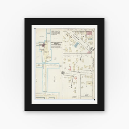 Old map wall art mockup — black gallery frame with white mat — Sanborn Fire Insurance Map from Alpena, Alpena County, Michigan (1884), Sheet #0010
