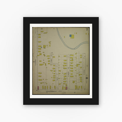 Old map wall art mockup — black gallery frame with white mat — Sanborn Fire Insurance Map from Kenosha, Kenosha County, Wisconsin. (1918), Sheet 6
