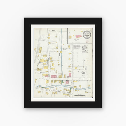 Old map wall art mockup — black gallery frame with white mat — Sanborn Fire Insurance Map from Graham, Tazewell County, Virginia (1903) - Complete Map Set