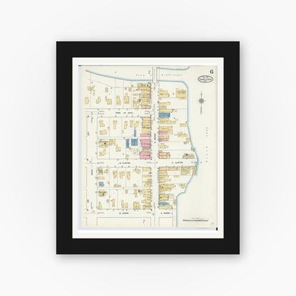 Old map wall art mockup — black gallery frame with white mat — Sanborn Fire Insurance Map from Charlevoix, Charlevoix County, Michigan (1912), Sheet #0006