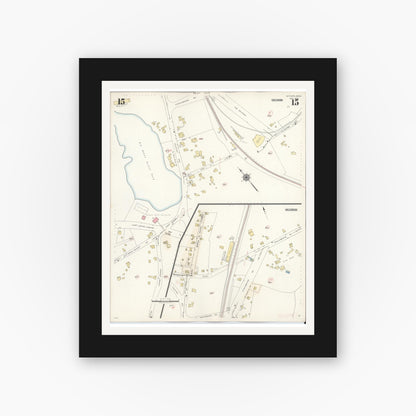 Old map wall art mockup — black gallery frame with white mat — Sanborn Fire Insurance Map from Scituate, Plymouth County, Massachusetts (1944), Sheet #0015