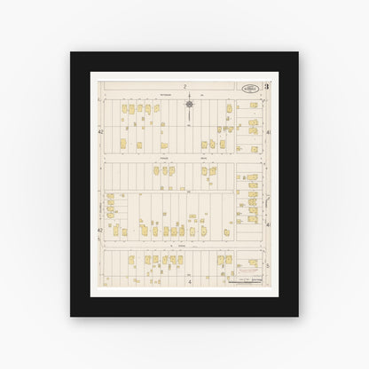 Old map wall art mockup — black gallery frame with white mat — Sanborn Fire Insurance Map from Glendale, Los Angeles County, California (1919), Sheet #0003