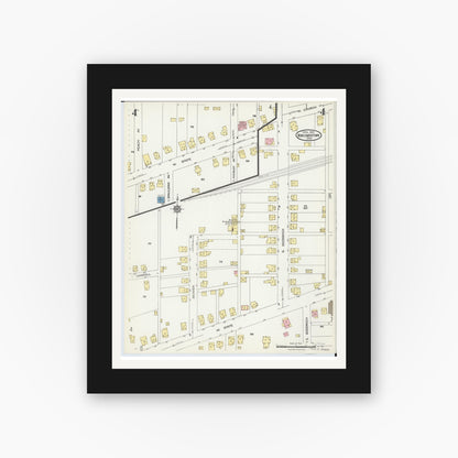 Old map wall art mockup — black gallery frame with white mat — Sanborn Fire Insurance Map from Newcomerstown, Tuscarawas County, Ohio (1924), Sheet #0004