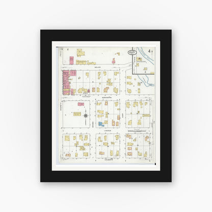 Old map wall art mockup — black gallery frame with white mat — Sanborn Fire Insurance Map from Hart, Oceana County, Michigan (1920), Sheet #0004