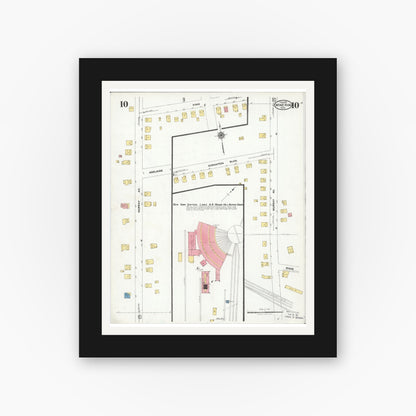 Old map wall art mockup — black gallery frame with white mat — Sanborn Fire Insurance Map from Minerva, Stark And Carroll Counties, Ohio (1925), Sheet #0010