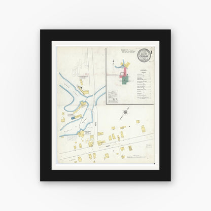 Old map wall art mockup — black gallery frame with white mat — Sanborn Fire Insurance Map from Croghan, Lewis County, New York (1909) - Complete Map Set