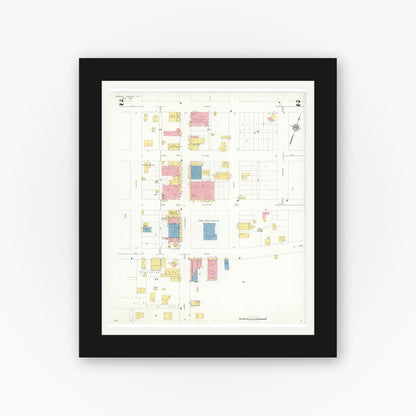 Old map wall art mockup — black gallery frame with white mat — Sanborn Fire Insurance Map from Carrizo Springs, Dimmit County, Texas (1933), Sheet #0002