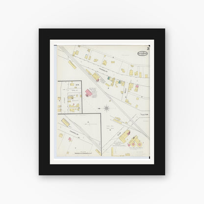 Old map wall art mockup — black gallery frame with white mat — Sanborn Fire Insurance Map from Richwood, Union County, Ohio (1893), Sheet #0003