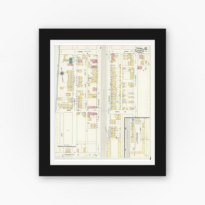 Old map wall art mockup — black gallery frame with white mat — Sanborn Fire Insurance Map from Verona, Allegheny County, Pennsylvania (1911), Sheet #0006