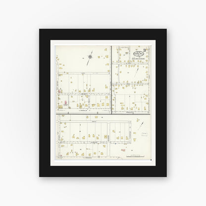 Old map wall art mockup — black gallery frame with white mat — Sanborn Fire Insurance Map from Chapel Hill, Orange County, North Carolina (1915), Sheet #0003