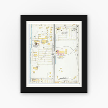 Old map wall art mockup — black gallery frame with white mat — Sanborn Fire Insurance Map from Ironton, Lawrence County, Ohio (1904), Sheet #0023