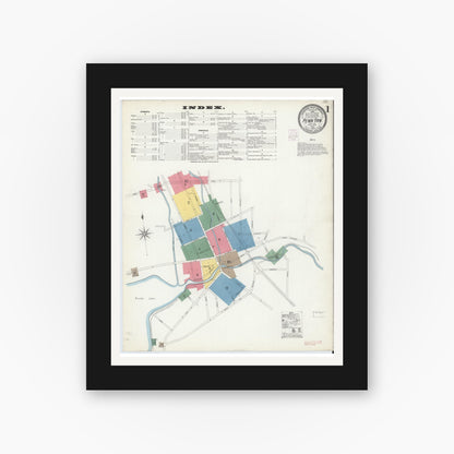 Old map wall art mockup — black gallery frame with white mat — Sanborn Fire Insurance Map from Penn Yan, Yates County, New York (1903) - Complete Map Set