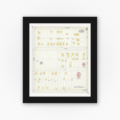 Old map wall art mockup — black gallery frame with white mat — Sanborn Fire Insurance Map from Leetonia, Columbiana County, Ohio (1903), Sheet #0004