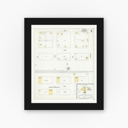 Old map wall art mockup — black gallery frame with white mat — Sanborn Fire Insurance Map from Forney, Kaufman County, Texas (1901), Sheet #0004