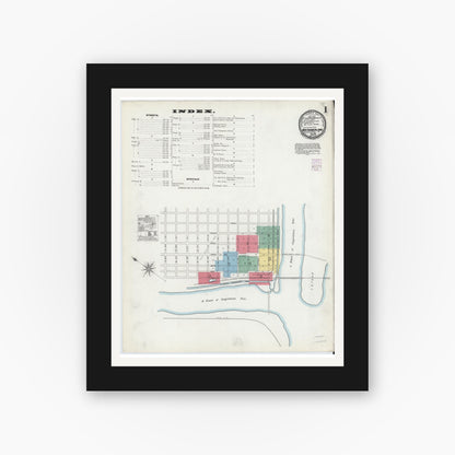 Old map wall art mockup — black gallery frame with white mat — Sanborn Fire Insurance Map from Northumberland, Northumberland County, Pennsylvania (1901) - Complete Map Set