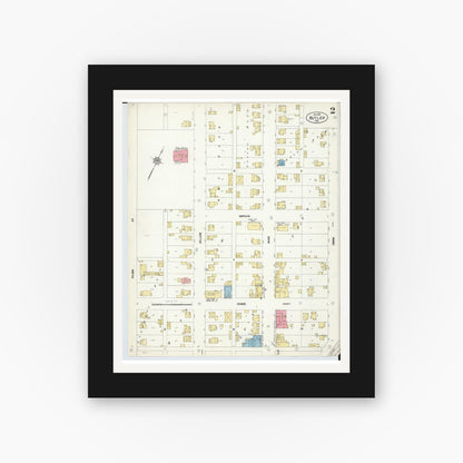 Old map wall art mockup — black gallery frame with white mat — Sanborn Fire Insurance Map from Butler, Richland County, Ohio (1912), Sheet #0002