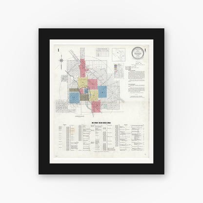 Old map wall art mockup — black gallery frame with white mat — Sanborn Fire Insurance Map from Snyder, Scurry County, Texas (1936) - Complete Map Set