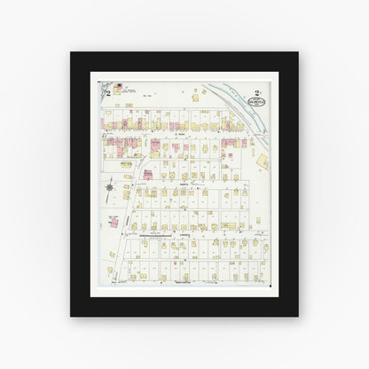 Old map wall art mockup — black gallery frame with white mat — Sanborn Fire Insurance Map from Salineville, Columbiana County, Ohio (1924), Sheet #0002