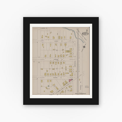 Old map wall art mockup — black gallery frame with white mat — Sanborn Fire Insurance Map from Barrington, Camden County, New Jersey (1922), Sheet #0002
