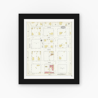 Old map wall art mockup — black gallery frame with white mat — Sanborn Fire Insurance Map from Madison, Madison County, Florida (1917), Sheet #0002