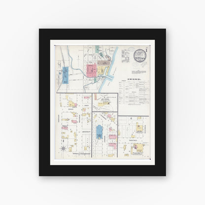 Old map wall art mockup — black gallery frame with white mat — Sanborn Fire Insurance Map from Port Washington, Ozaukee County, Wisconsin (1898) - Complete Map Set