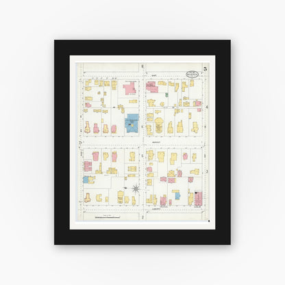 Old map wall art mockup — black gallery frame with white mat — Sanborn Fire Insurance Map from Warren, Warren County, Pennsylvania (1904), Sheet #0005