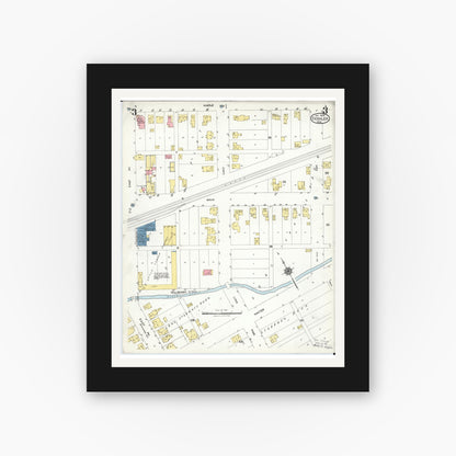 Old map wall art mockup — black gallery frame with white mat — Sanborn Fire Insurance Map from Deshler, Henry County, Ohio (1923), Sheet #0003