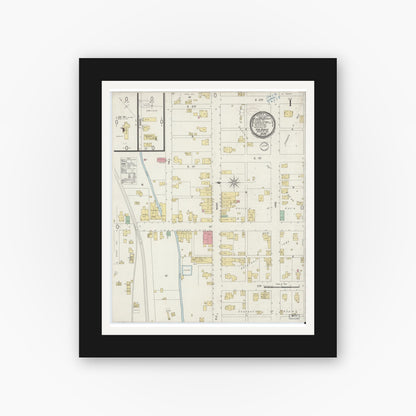 Old map wall art mockup — black gallery frame with white mat — Sanborn Fire Insurance Map from Van Buren, Grant County, Indiana (1898) - Complete Map Set