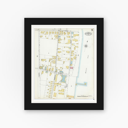Old map wall art mockup — black gallery frame with white mat — Sanborn Fire Insurance Map from Saint Augustine, Saint John's County, Florida (1899), Sheet #0005