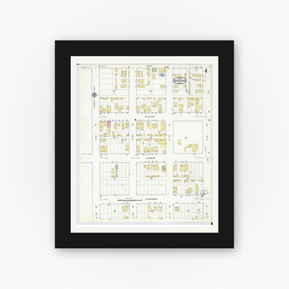 Old map wall art mockup — black gallery frame with white mat — Sanborn Fire Insurance Map from Iron River, Iron County, Michigan (1917), Sheet #0004