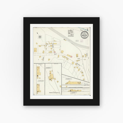 Old map wall art mockup — black gallery frame with white mat — Sanborn Fire Insurance Map from Mapleton, Huntingdon County, Pennsylvania (1904) - Complete Map Set