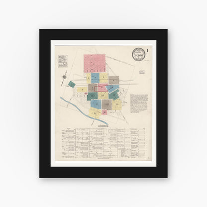 Old map wall art mockup — black gallery frame with white mat — Sanborn Fire Insurance Map from Livermore, Alameda County, California (1917) - Complete Map Set