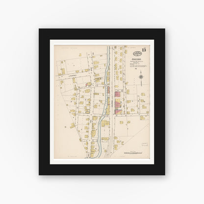 Old map wall art mockup — black gallery frame with white mat — Sanborn Fire Insurance Map from Coeburn, Wise County, Virginia (1922), Sheet #0013
