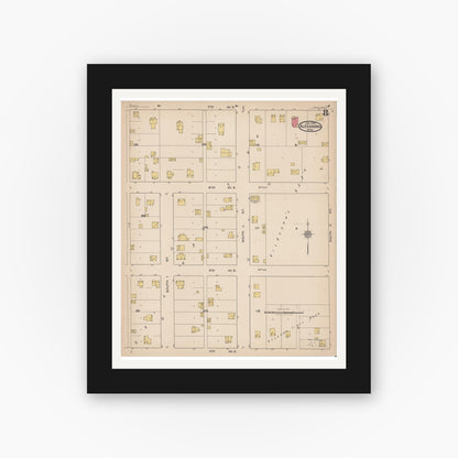 Old map wall art mockup — black gallery frame with white mat — Sanborn Fire Insurance Map from Alexandria, Douglas County, Minnesota (1922), Sheet #0008