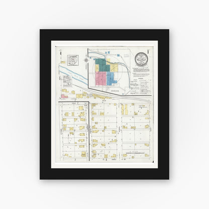 Old map wall art mockup — black gallery frame with white mat — Sanborn Fire Insurance Map from Bellville, Richland County, Ohio (1926) - Complete Map Set