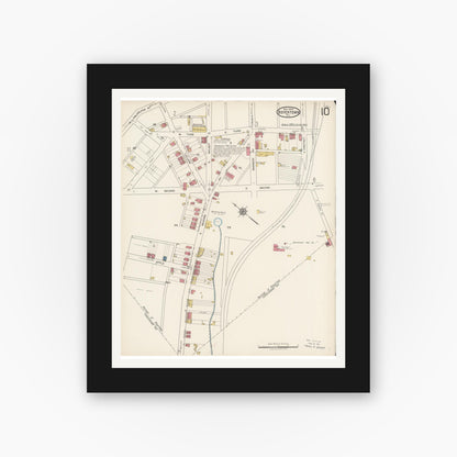 Old map wall art mockup — black gallery frame with white mat — Sanborn Fire Insurance Map from Boyertown, Berks County, Pennsylvania (1922), Sheet #0010