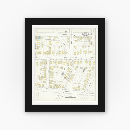 Old map wall art mockup — black gallery frame with white mat — Sanborn Fire Insurance Map from Lockport, Niagara County, New York (1909), Sheet #0011