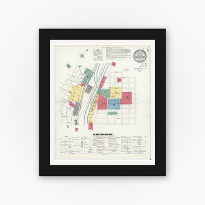 Old map wall art mockup — black gallery frame with white mat — Sanborn Fire Insurance Map from Royersford, Montgomery County, Pennsylvania (1909) - Complete Map Set