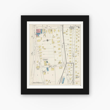 Old map wall art mockup — black gallery frame with white mat — Sanborn Fire Insurance Map from Sodus, Wayne County, New York (1915), Sheet #0006