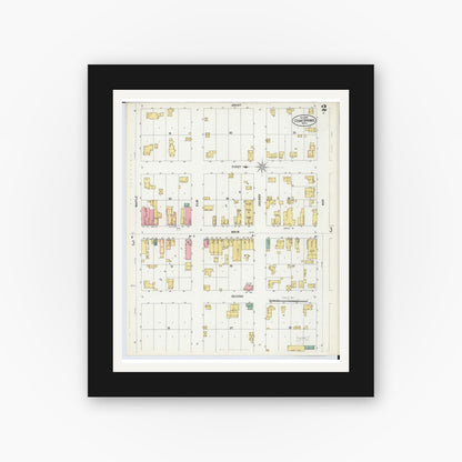 Old map wall art mockup — black gallery frame with white mat — Sanborn Fire Insurance Map from Cedar Springs, Kent County, Michigan (1899), Sheet #0002