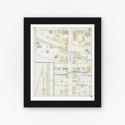 Old map wall art mockup — black gallery frame with white mat — Sanborn Fire Insurance Map from Clare, Clare County, Michigan (1894), Sheet #0003