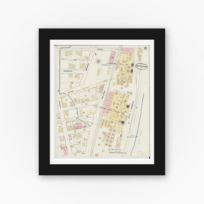 Old map wall art mockup — black gallery frame with white mat — Sanborn Fire Insurance Map from Martins Ferry, Belmont County, Ohio (1890), Sheet #0008