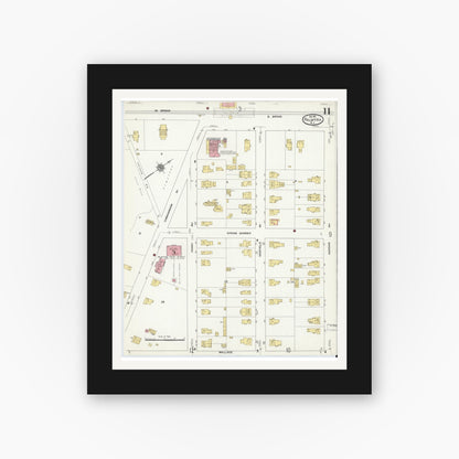 Old map wall art mockup — black gallery frame with white mat — Sanborn Fire Insurance Map from Palmyra, Burlington County, New Jersey (1911), Sheet #0011
