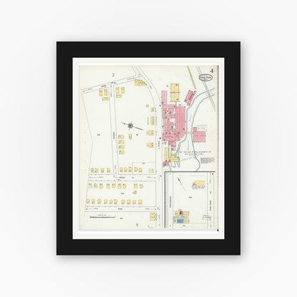 Old map wall art mockup — black gallery frame with white mat — Sanborn Fire Insurance Map from Hyde Park, Norfolk County, Massachusetts (1911), Sheet #0004