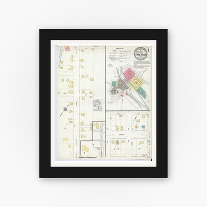 Old map wall art mockup — black gallery frame with white mat — Sanborn Fire Insurance Map from Canal Fulton, Stark County, Ohio (1911), Sheet #0001