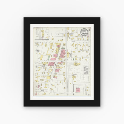 Old map wall art mockup — black gallery frame with white mat — Sanborn Fire Insurance Map from Summitville, Madison County, Indiana (1896) - Complete Map Set