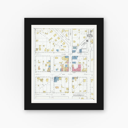 Old map wall art mockup — black gallery frame with white mat — Sanborn Fire Insurance Map from Palmyra, Jefferson County, Wisconsin (1919), Sheet #0002