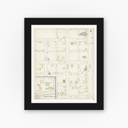 Old map wall art mockup — black gallery frame with white mat — Sanborn Fire Insurance Map from New Florence, Westmoreland County, Pennsylvania (1915), Sheet #0004