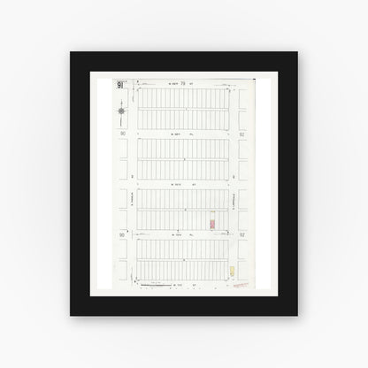 Old map wall art mockup — black gallery frame with white mat — Sanborn Fire Insurance Map from Chicago, Cook County, Illinois (1920), Sheet #0091